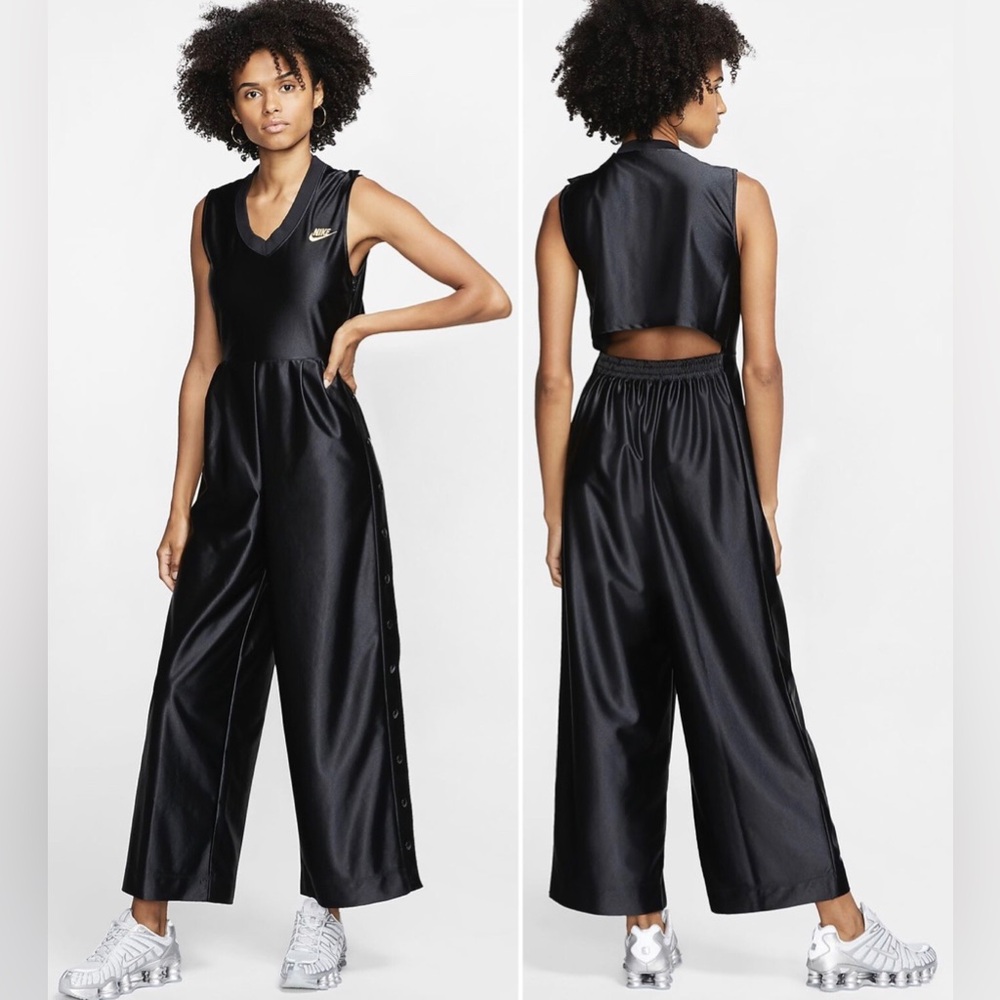 Nike Jumpsuit Womens Small Black Glam Dunk One Piece Athleisure Sporty Outfit